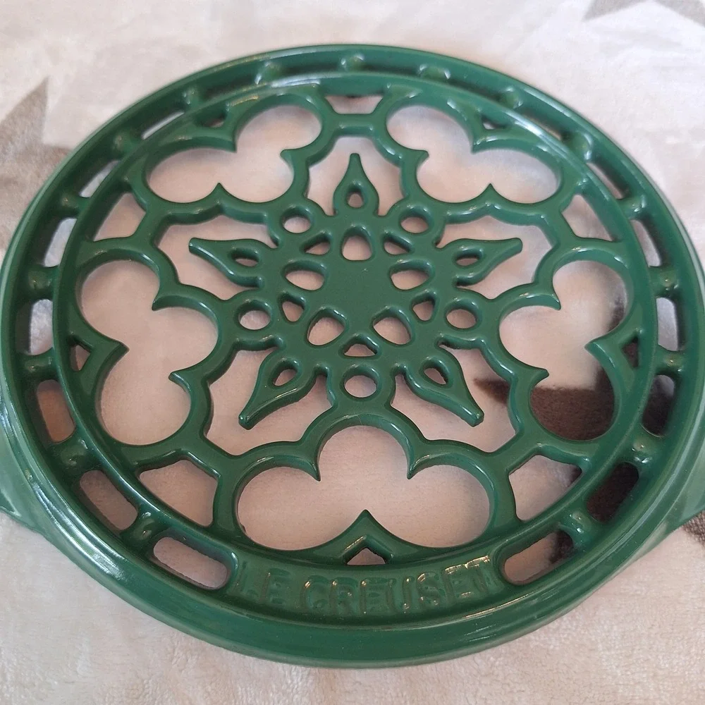 Vintage Cousances Le Creuset Enameled Cast Iron Trivet Hunter Green 8